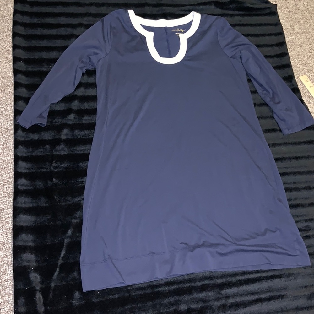 Lilly Pulitzer shift dress navy and white XL